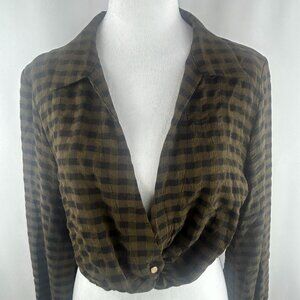 ZARA Classic Chic Khaki Black Cropped Top – Large